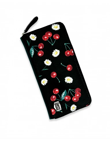 Monedero Cartera "Cherry Daisy Black"