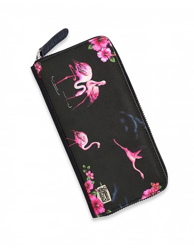 Cartera con cremalllera "Flamingos...