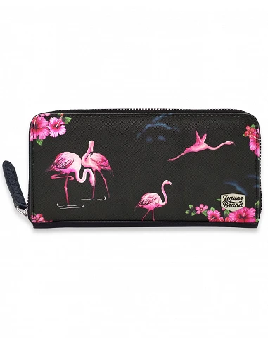 Cartera con cremalllera "Flamingos...