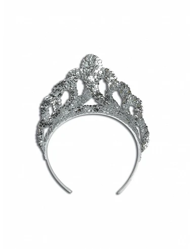 Tiara Corona Plateada Con Piedras Rojas