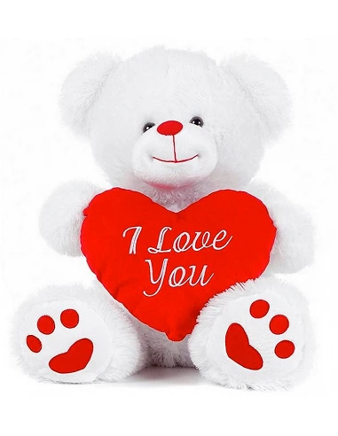 Peluche Oso Blanco con Corazón 20 cm