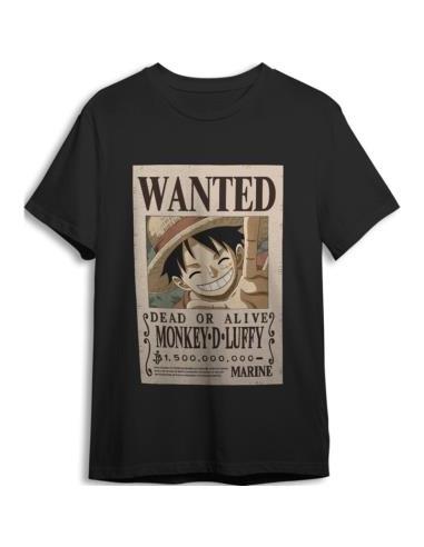 Camiseta One Piece Luffy Wanted Negro