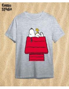 Camiseta Snoopy Casa Gris