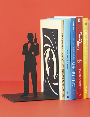Sujeta Libros James Bond en metal negro